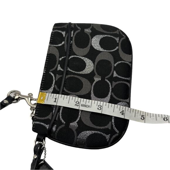 COACH Black Gray Silver Signature Canvas Wristlet - Picture 7 of 7